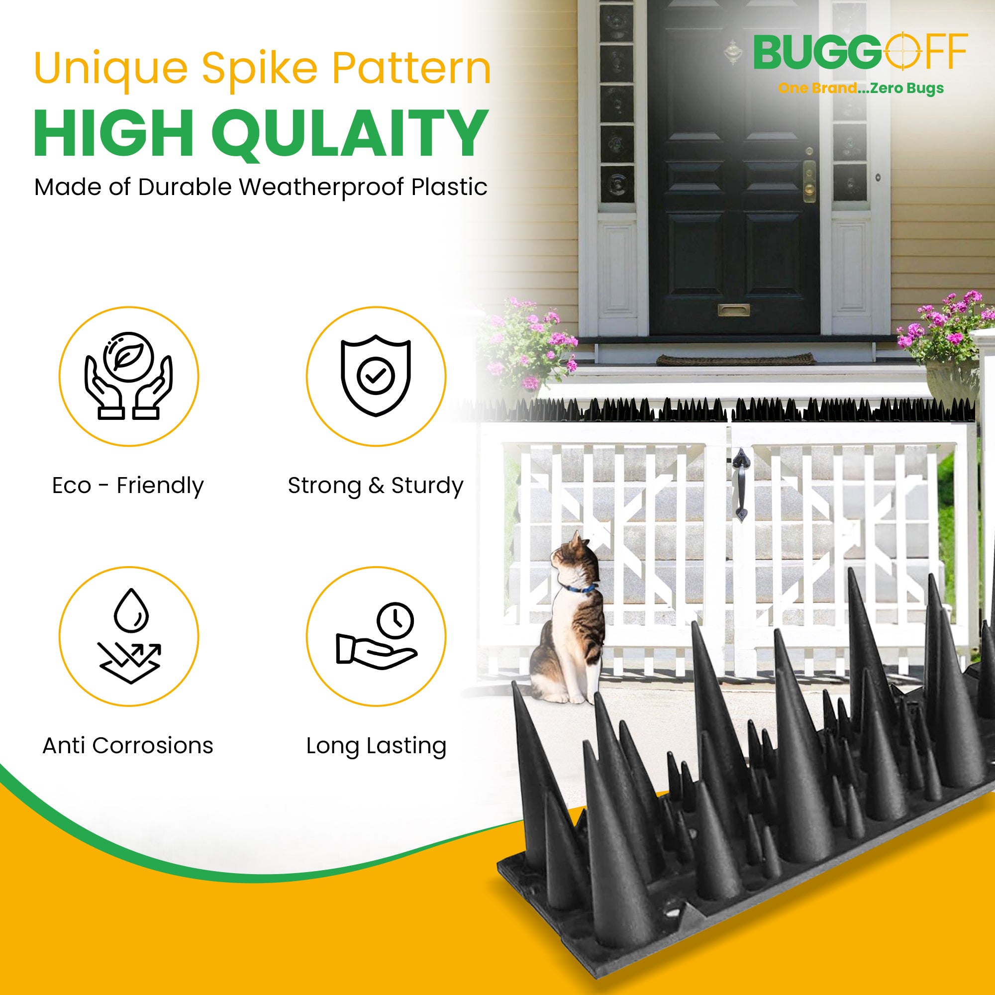 Unique Pattern Plastic Bird & Rodent Deterrent Spikes, Humane & effective!