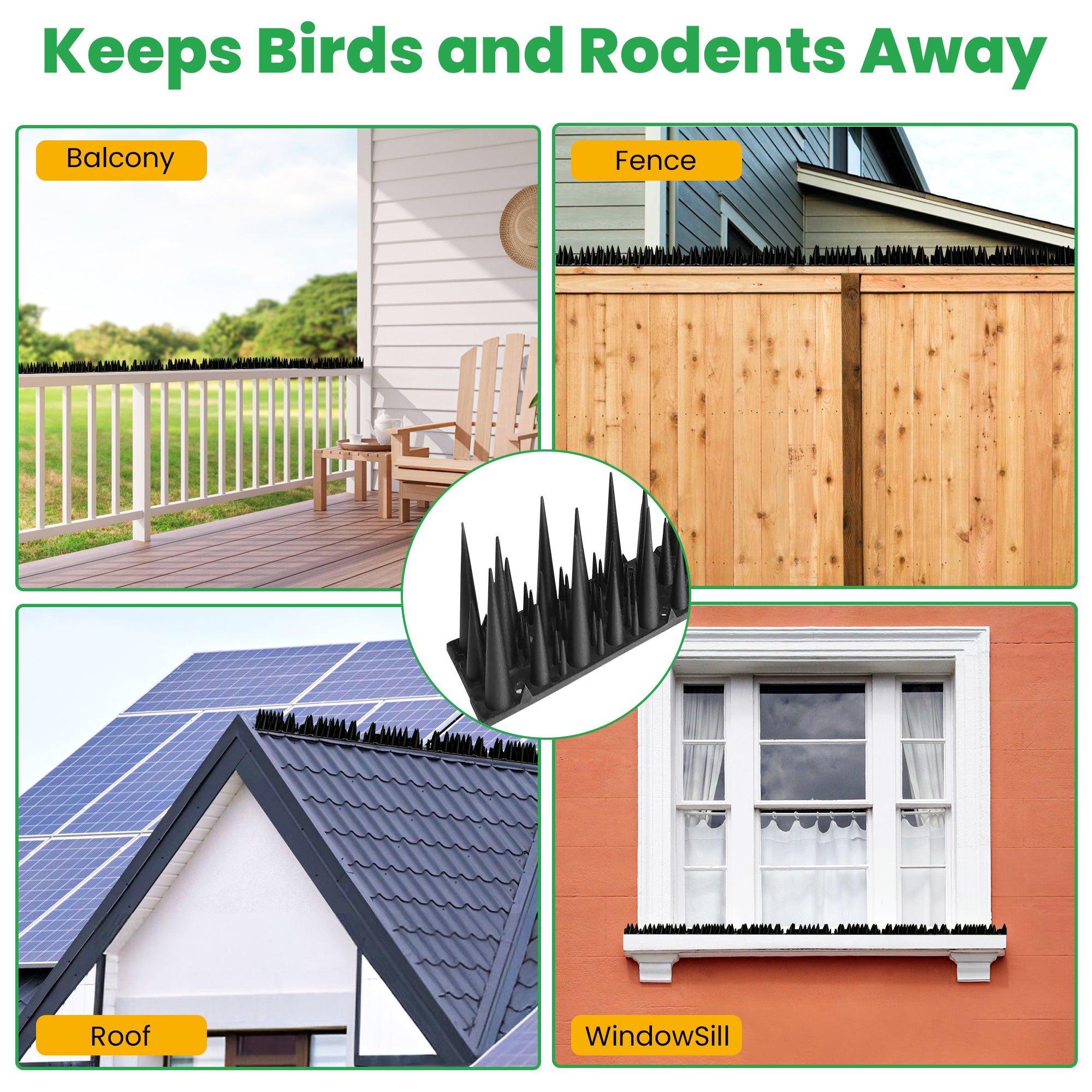 Unique Pattern Plastic Bird & Rodent Deterrent Spikes, Humane & effective!