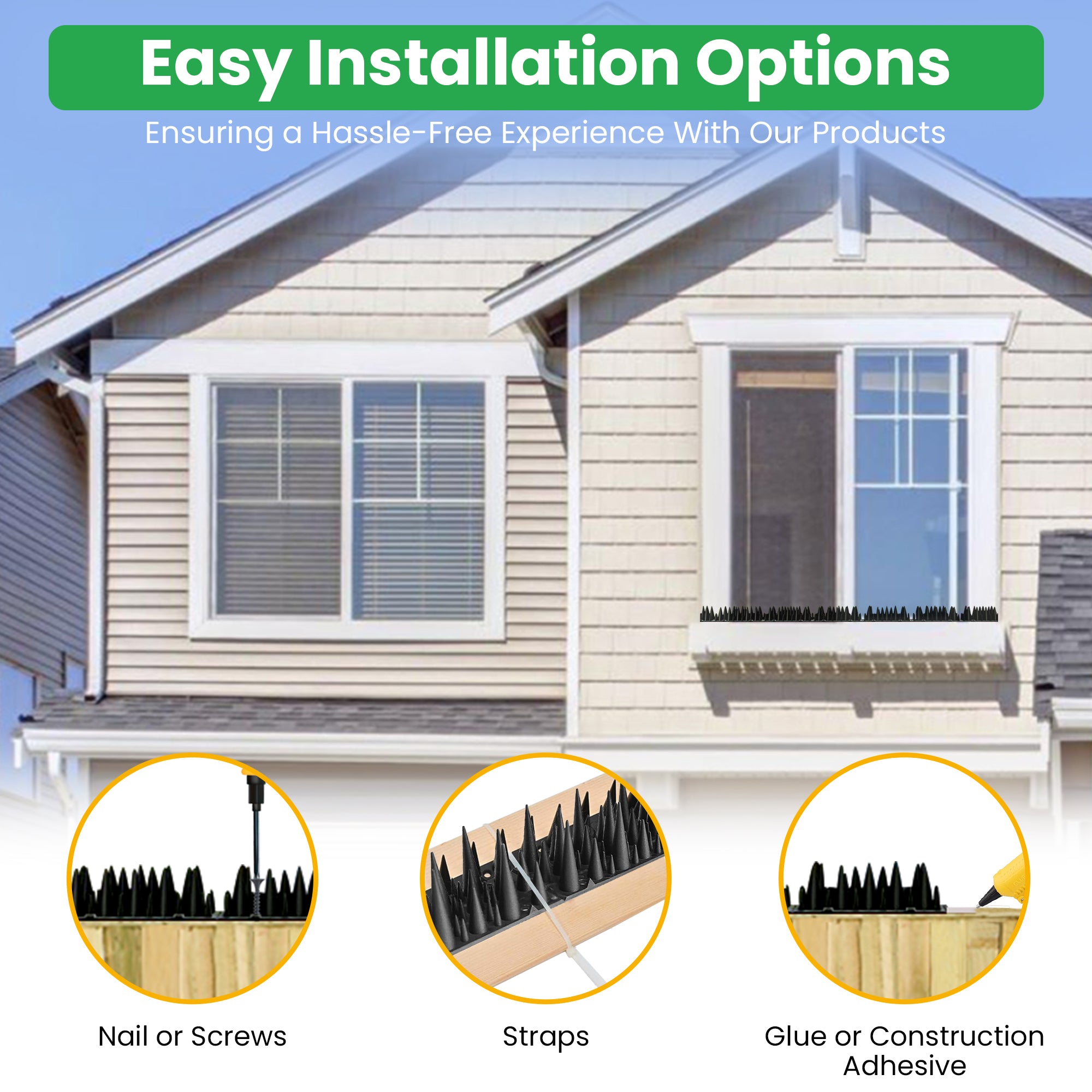 Unique Pattern Plastic Bird & Rodent Deterrent Spikes, Humane & effective!